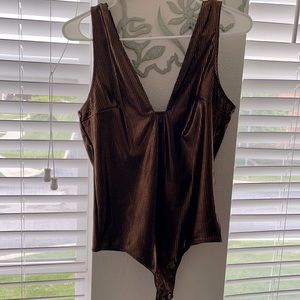 Metallic brown bodysuit